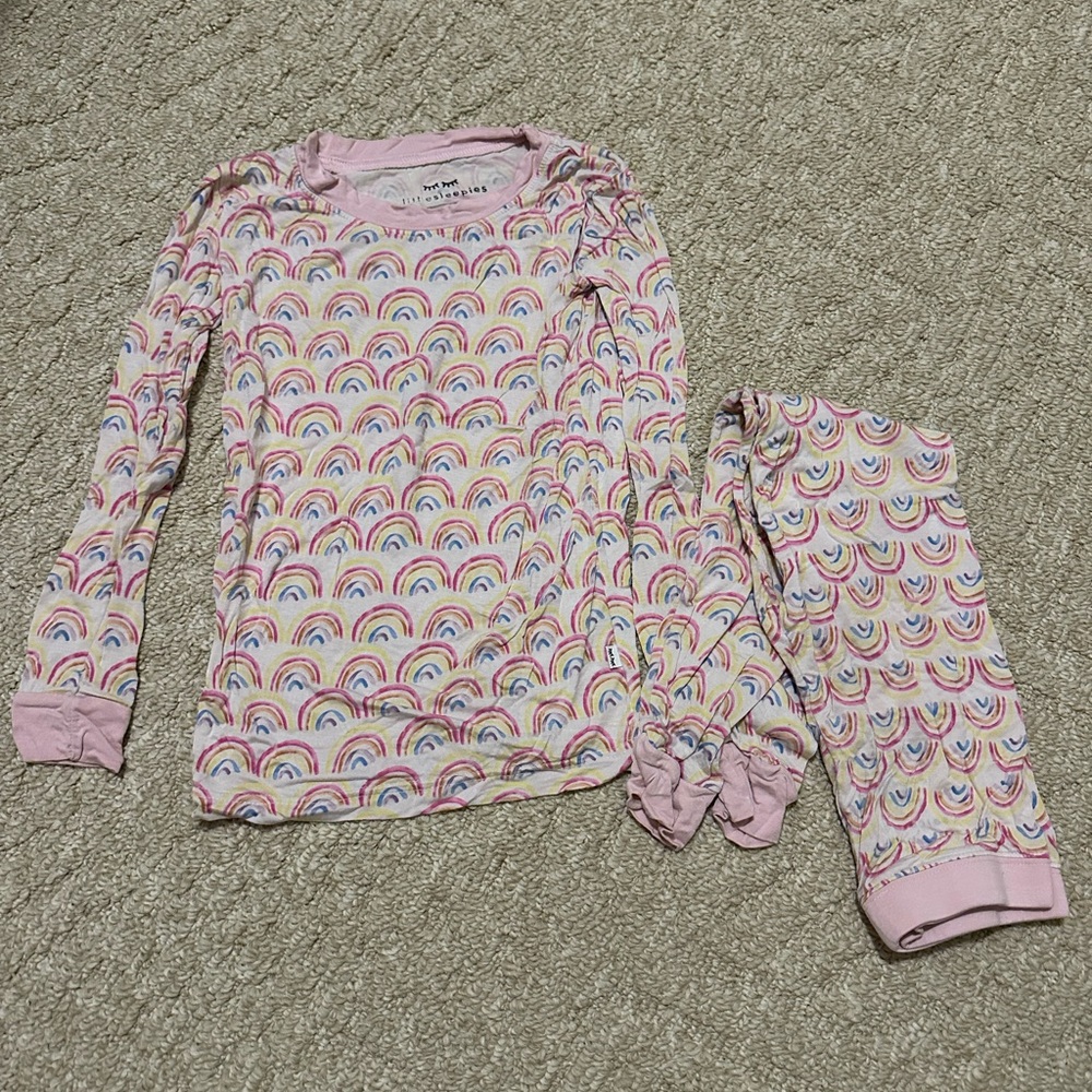 Little Sleepies Pink Rainbow Bamboo Kids Pajama Set